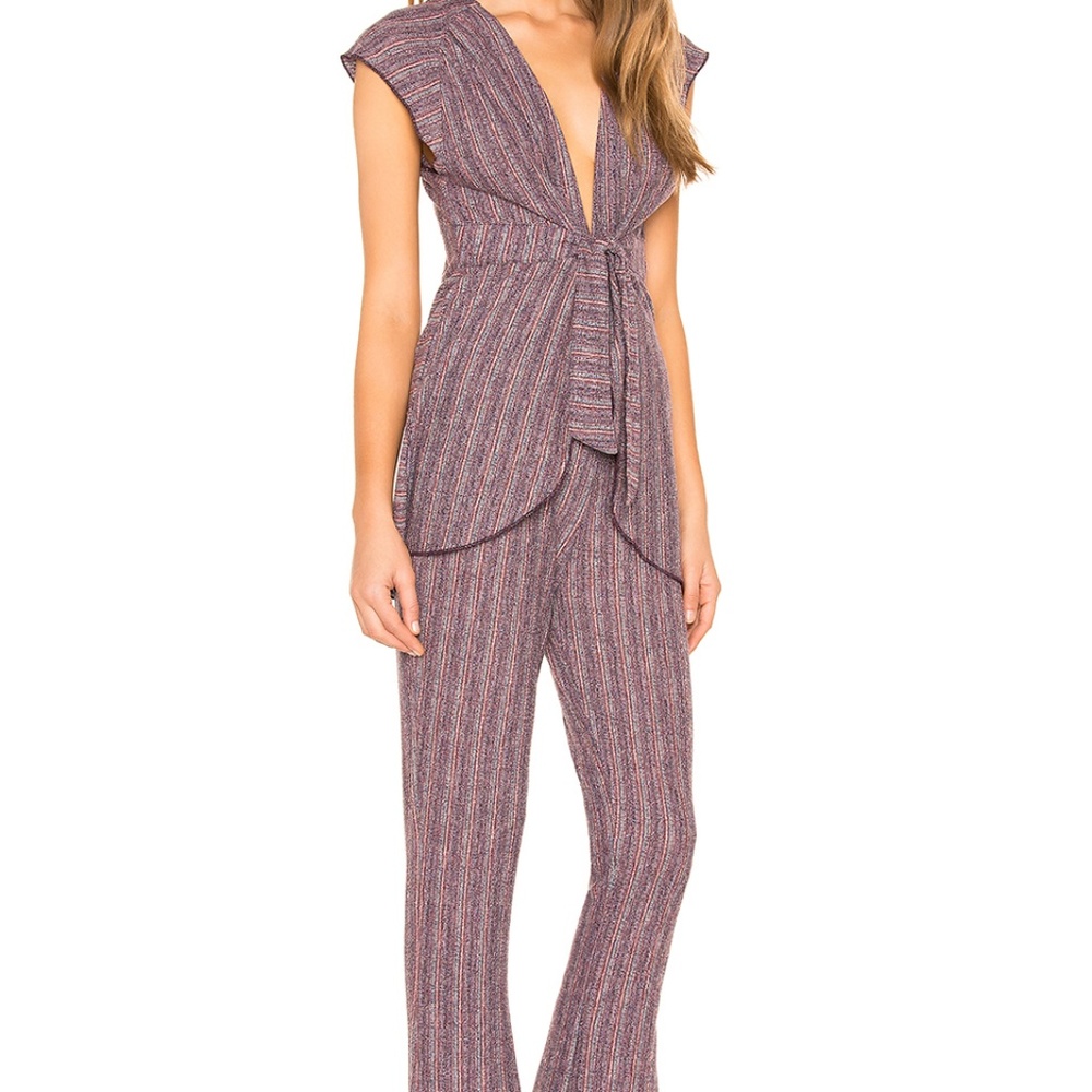 FREE PEOPLE In Your Eyes Pant Suite Set Blue Combo - Picture 8 of 8